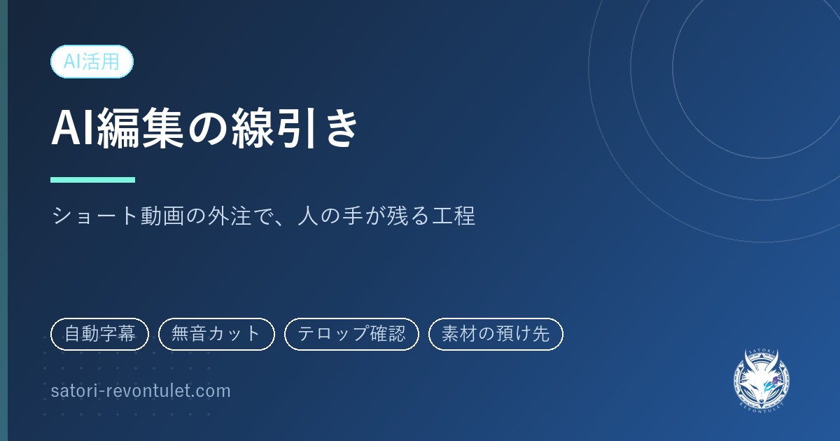 AI動画編集のショート動画外注｜人の手が残る工程から見積もりを読む